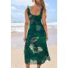 MEROKEETY Women’s 2025 Summer Floral Midi Dress Casual Flowy Mesh Boho Vacation Beach Sundress(Green)