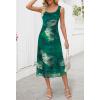 MEROKEETY Women’s 2025 Summer Floral Midi Dress Casual Flowy Mesh Boho Vacation Beach Sundress(Green)