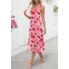 MEROKEETY Women’s 2025 Summer Floral Midi Dress Casual Flowy Mesh Boho Vacation Beach Sundress(Pink)