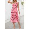 MEROKEETY Women’s 2025 Summer Floral Midi Dress Casual Flowy Mesh Boho Vacation Beach Sundress(Pink)