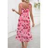 MEROKEETY Women’s 2025 Summer Floral Midi Dress Casual Flowy Mesh Boho Vacation Beach Sundress(Pink)