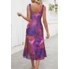 MEROKEETY Women’s 2025 Summer Floral Midi Dress Casual Flowy Mesh Boho Vacation Beach Sundress(Plum)