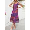 MEROKEETY Women’s 2025 Summer Floral Midi Dress Casual Flowy Mesh Boho Vacation Beach Sundress(Plum)