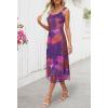 MEROKEETY Women’s 2025 Summer Floral Midi Dress Casual Flowy Mesh Boho Vacation Beach Sundress(Plum)
