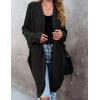 MEROKEETY Women’s 2026 Fall Waffle Knit Batwing Long Sleeve Cardigan Loose Open Front Sweater Coat(Black)