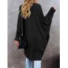 MEROKEETY Women’s 2026 Fall Waffle Knit Batwing Long Sleeve Cardigan Loose Open Front Sweater Coat(Black)