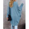MEROKEETY Women’s 2026 Fall Waffle Knit Batwing Long Sleeve Cardigan Loose Open Front Sweater Coat(Blue)