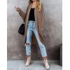 MEROKEETY Women’s 2026 Fall Waffle Knit Batwing Long Sleeve Cardigan Loose Open Front Sweater Coat(Brown)