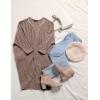 MEROKEETY Women’s 2026 Fall Waffle Knit Batwing Long Sleeve Cardigan Loose Open Front Sweater Coat(Brown)