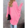 MEROKEETY Women’s 2026 Fall Waffle Knit Batwing Long Sleeve Cardigan Loose Open Front Sweater Coat(Hot Pink)