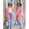 MEROKEETY Women’s 2026 Fall Waffle Knit Batwing Long Sleeve Cardigan Loose Open Front Sweater Coat(Hot Pink)
