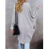 MEROKEETY Women’s 2026 Fall Waffle Knit Batwing Long Sleeve Cardigan Loose Open Front Sweater Coat(Light Grey)