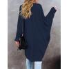 MEROKEETY Women’s 2026 Fall Waffle Knit Batwing Long Sleeve Cardigan Loose Open Front Sweater Coat(Navy)