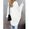 MEROKEETY Women’s 2026 Fall Waffle Knit Batwing Long Sleeve Cardigan Loose Open Front Sweater Coat(White)