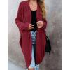 MEROKEETY Women’s 2026 Fall Waffle Knit Batwing Long Sleeve Cardigan Loose Open Front Sweater Coat(Wine)