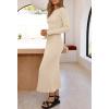 MEROKEETY Women’s 2026 Long Sleeve Bodycon Sweater Dress Fall Winter Crew Neck Ribbed Knit Maxi Dresses(Apricot)