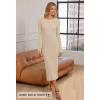 MEROKEETY Women’s 2026 Long Sleeve Bodycon Sweater Dress Fall Winter Crew Neck Ribbed Knit Maxi Dresses(Apricot)