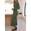 MEROKEETY Women’s 2026 Long Sleeve Bodycon Sweater Dress Fall Winter Crew Neck Ribbed Knit Maxi Dresses(Army Green)