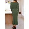 MEROKEETY Women’s 2026 Long Sleeve Bodycon Sweater Dress Fall Winter Crew Neck Ribbed Knit Maxi Dresses(Army Green)