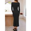 MEROKEETY Women’s 2026 Long Sleeve Bodycon Sweater Dress Fall Winter Crew Neck Ribbed Knit Maxi Dresses(Black)