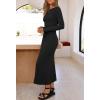 MEROKEETY Women’s 2026 Long Sleeve Bodycon Sweater Dress Fall Winter Crew Neck Ribbed Knit Maxi Dresses(Black)
