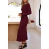 MEROKEETY Women’s 2026 Long Sleeve Bodycon Sweater Dress Fall Winter Crew Neck Ribbed Knit Maxi Dresses(Burgundy)