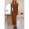 MEROKEETY Women’s 2026 Long Sleeve Bodycon Sweater Dress Fall Winter Crew Neck Ribbed Knit Maxi Dresses(Chocolate)