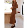 MEROKEETY Women’s 2026 Long Sleeve Bodycon Sweater Dress Fall Winter Crew Neck Ribbed Knit Maxi Dresses(Chocolate)