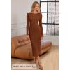 MEROKEETY Women’s 2026 Long Sleeve Bodycon Sweater Dress Fall Winter Crew Neck Ribbed Knit Maxi Dresses(Chocolate)