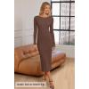 MEROKEETY Women’s 2026 Long Sleeve Bodycon Sweater Dress Fall Winter Crew Neck Ribbed Knit Maxi Dresses(Coffee)