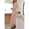 MEROKEETY Women’s 2026 Long Sleeve Bodycon Sweater Dress Fall Winter Crew Neck Ribbed Knit Maxi Dresses(Khaki)