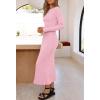 MEROKEETY Women’s 2026 Long Sleeve Bodycon Sweater Dress Fall Winter Crew Neck Ribbed Knit Maxi Dresses(Light Pink)