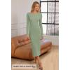 MEROKEETY Women’s 2026 Long Sleeve Bodycon Sweater Dress Fall Winter Crew Neck Ribbed Knit Maxi Dresses(Lightgreen)
