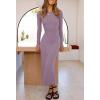 MEROKEETY Women’s 2026 Long Sleeve Bodycon Sweater Dress Fall Winter Crew Neck Ribbed Knit Maxi Dresses(Lightpurple)