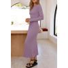 MEROKEETY Women’s 2026 Long Sleeve Bodycon Sweater Dress Fall Winter Crew Neck Ribbed Knit Maxi Dresses(Lightpurple)