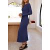 MEROKEETY Women’s 2026 Long Sleeve Bodycon Sweater Dress Fall Winter Crew Neck Ribbed Knit Maxi Dresses(Navy)