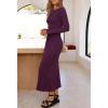 MEROKEETY Women’s 2026 Long Sleeve Bodycon Sweater Dress Fall Winter Crew Neck Ribbed Knit Maxi Dresses(Plum)