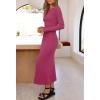 MEROKEETY Women’s 2026 Long Sleeve Bodycon Sweater Dress Fall Winter Crew Neck Ribbed Knit Maxi Dresses(Rose)