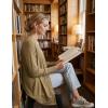 MEROKEETY Women’s 2026 Spring Long Sleeve Cardigan Sweater Lightweight Snap Button Down Open Front Casual Outfit(Khaki)