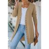 MEROKEETY Women’s 2026 Spring Long Sleeve Cardigan Sweater Lightweight Snap Button Down Open Front Casual Outfit(Khaki)