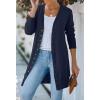 MEROKEETY Women’s 2026 Spring Long Sleeve Cardigan Sweater Lightweight Snap Button Down Open Front Casual Outfit(Navy)