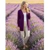 MEROKEETY Women’s 2026 Spring Long Sleeve Cardigan Sweater Lightweight Snap Button Down Open Front Casual Outfit(Plum)