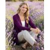 MEROKEETY Women’s 2026 Spring Long Sleeve Cardigan Sweater Lightweight Snap Button Down Open Front Casual Outfit(Plum)