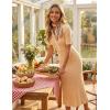 MEROKEETY Women’s 2026 Spring Ribbed Maxi Dress Summer V Neck Button Short Sleeve Slim Fit Bodycon Knit Sweater Dresses(Apricot)
