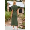 MEROKEETY Women’s 2026 Spring Ribbed Maxi Dress Summer V Neck Button Short Sleeve Slim Fit Bodycon Knit Sweater Dresses(Armygreen)