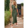 MEROKEETY Women’s 2026 Spring Ribbed Maxi Dress Summer V Neck Button Short Sleeve Slim Fit Bodycon Knit Sweater Dresses(Armygreen)