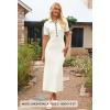 MEROKEETY Women’s 2026 Spring Ribbed Maxi Dress Summer V Neck Button Short Sleeve Slim Fit Bodycon Knit Sweater Dresses(Beige)