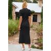 MEROKEETY Women’s 2026 Spring Ribbed Maxi Dress Summer V Neck Button Short Sleeve Slim Fit Bodycon Knit Sweater Dresses(Black)