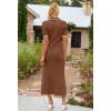 MEROKEETY Women’s 2026 Spring Ribbed Maxi Dress Summer V Neck Button Short Sleeve Slim Fit Bodycon Knit Sweater Dresses(Chocolate)