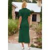 MEROKEETY Women’s 2026 Spring Ribbed Maxi Dress Summer V Neck Button Short Sleeve Slim Fit Bodycon Knit Sweater Dresses(Darkgreen)
